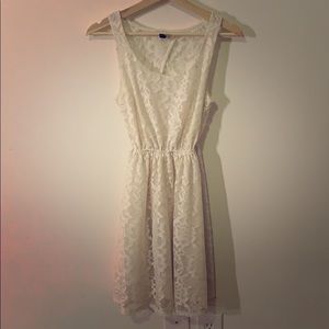 Sleeveless White Lace Dress